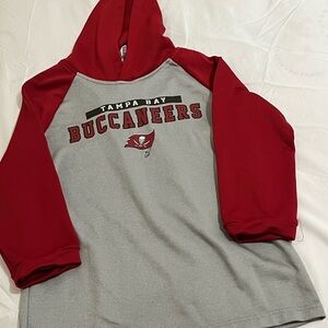 NFL Tampa Bay Buccaneers Youth Red and Gray Hoodie Boys Size Large 12/14